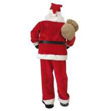 Standing Plush Santa Claus Figure with Mistletoe Bag